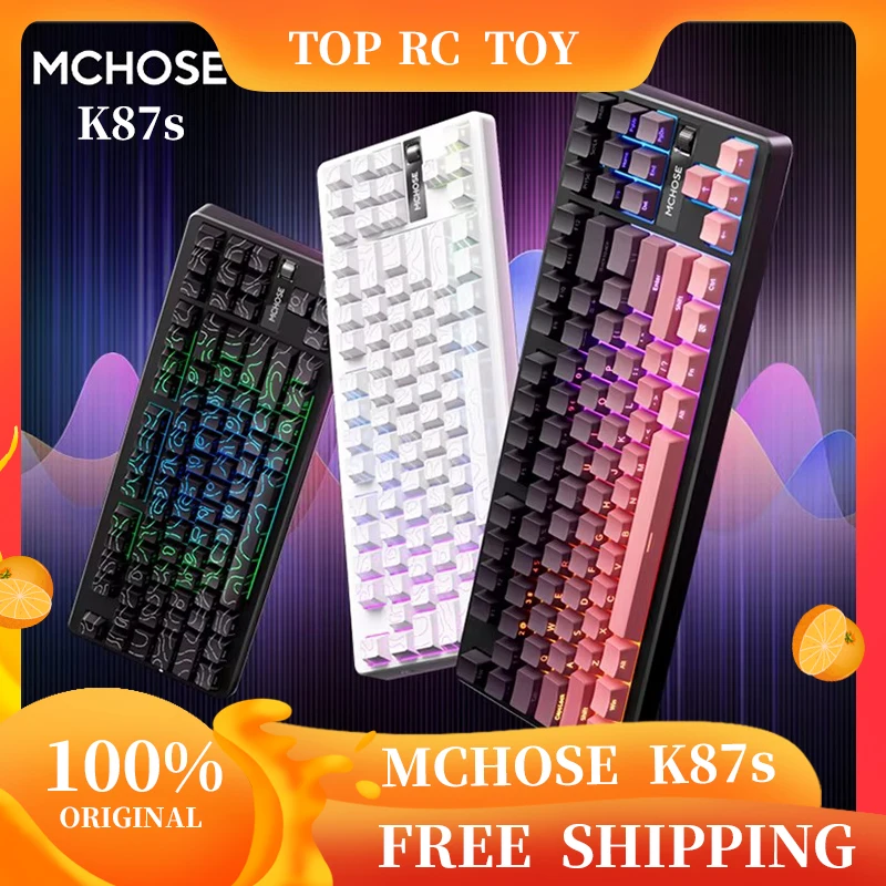 

MCHOSE K87S Механическая клавиатура по индивидуальному заказу с возможностью горячей замены Hi-Fi-переключатель BT 2,4G 0,125 мс с низкой задержкой Беспроводные игровые аксессуары RGB