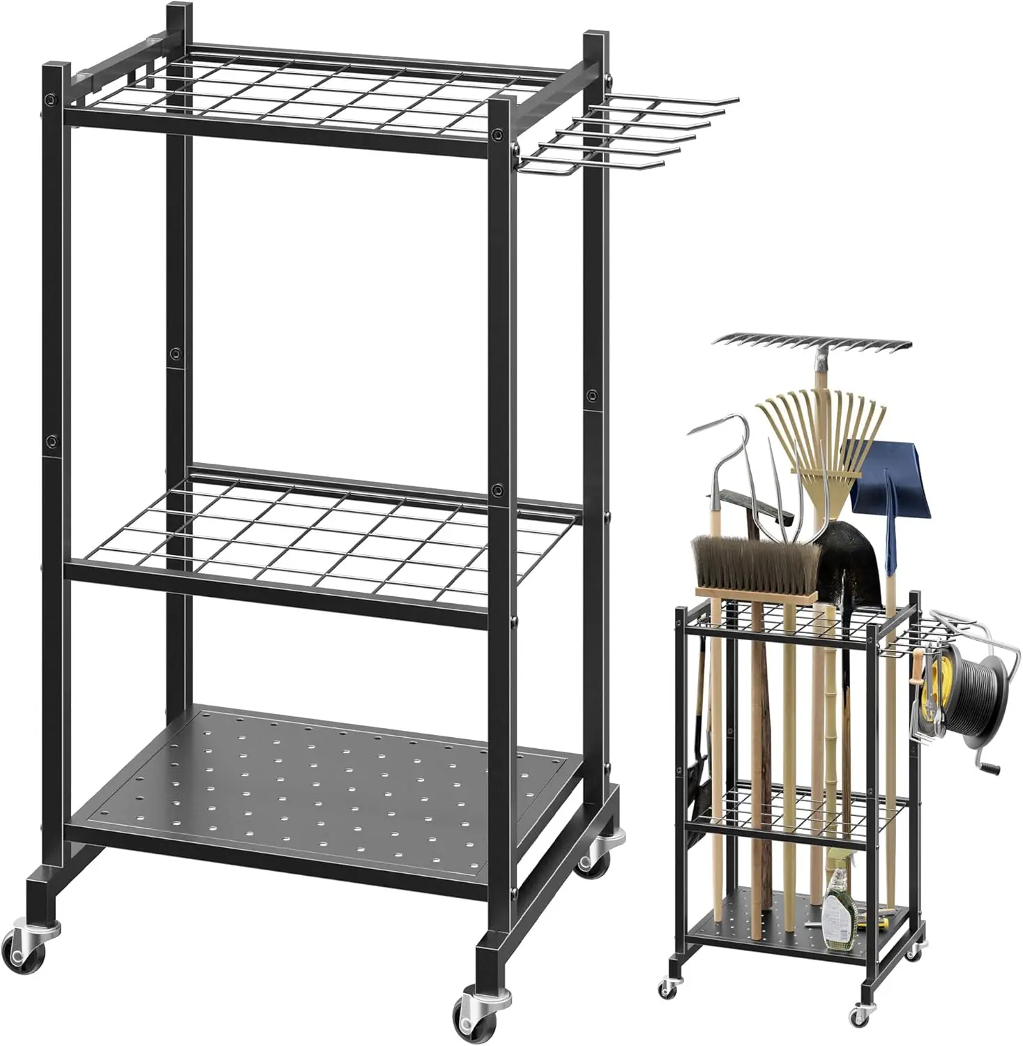 

Портативная подставка-органайзер для садовых инструментов с колесами, вмещает до 42 инструментов для гаража, сарая, патио, использования на открытом воздухе