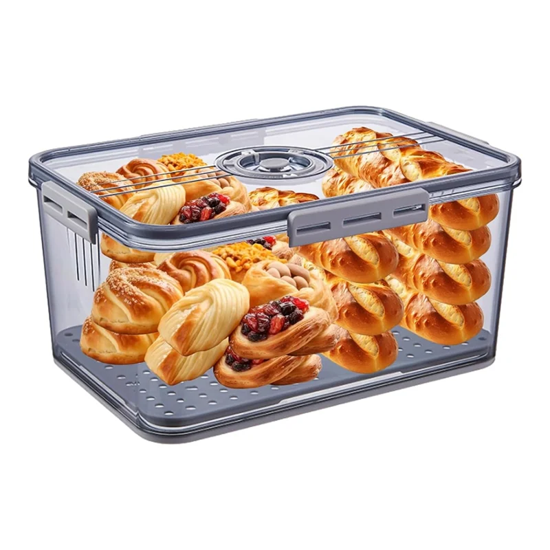

10L Airtight Bread Box With Lid For Kitchen Counter, Loaf Bread Storage Container Time Recording Bread Keeper