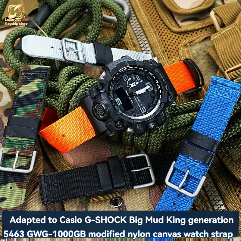 

For Casio G-SHOCK Big Mud King Generation 5463 GWG-1000GB Modified Men's Nylon Canvas Sports Outdoor Watch Strap