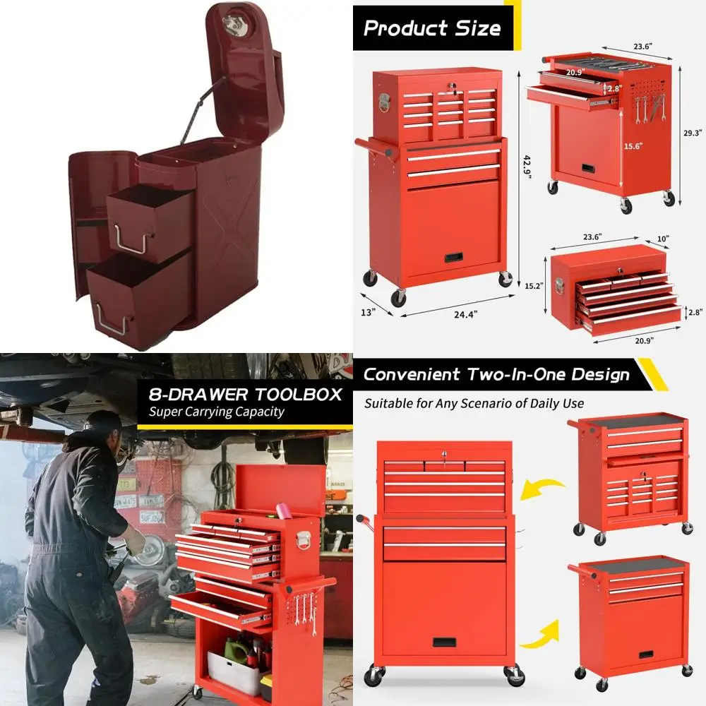 Universal Fit Trail Can Utility Tool Box for 5-Gallon Gas Can Mounts, Red Color, Versatile Storage Solution