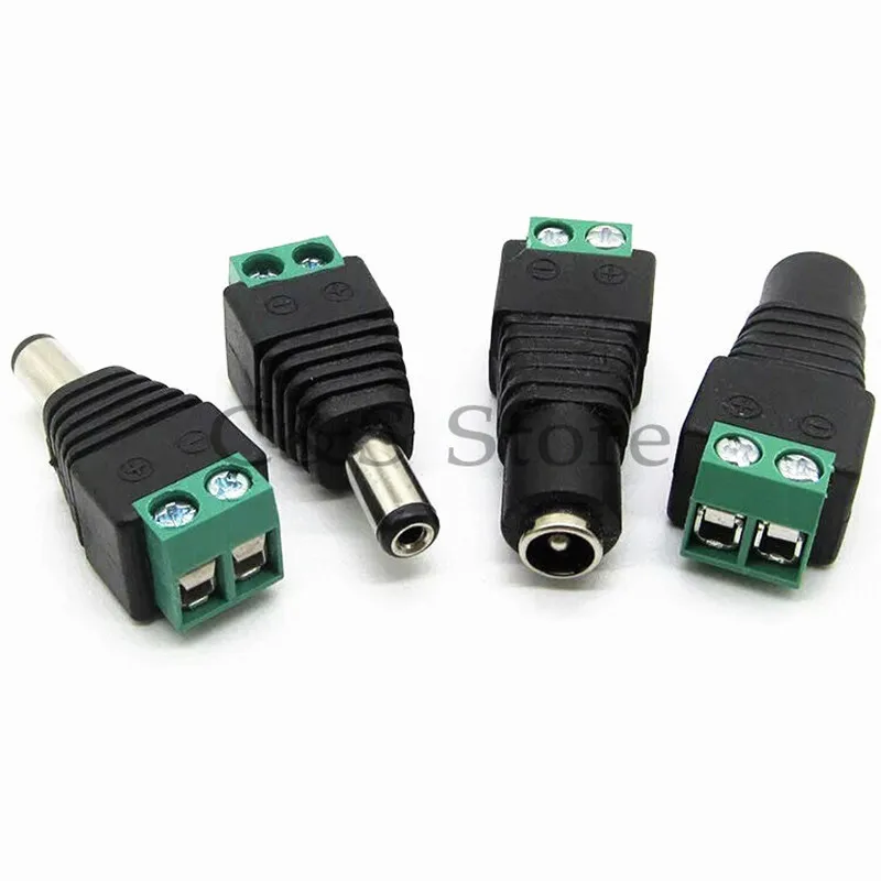 2PCS DC Power Plug Connector 2.1 x 5.5mm 5.5*2.1mm 5.5*2.5mm (Screw Fastening Type) Needn\'t Welding Female Male DC Plug Adapter