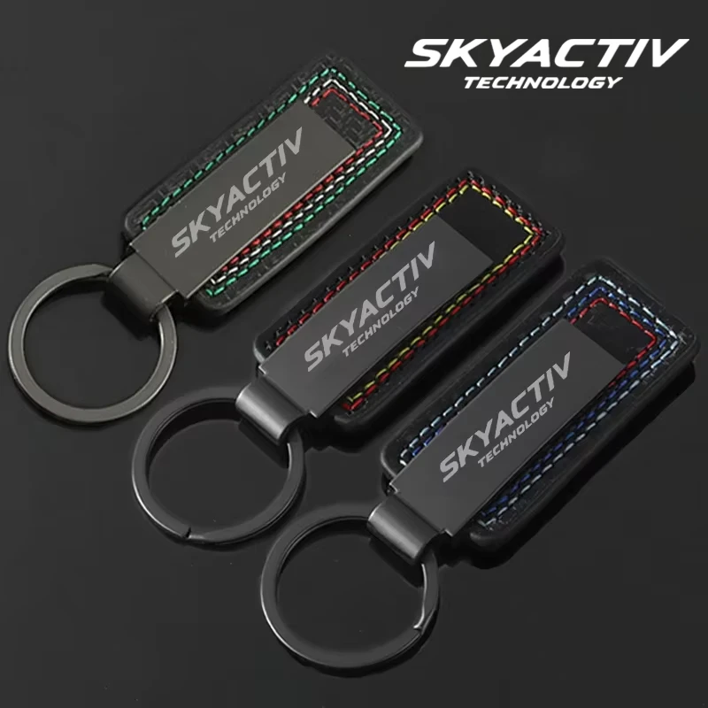 Leather Car Emblem Keychain Pendant Auto Key Chain Key Holder For Mazda Skyactiv MS Speed CX4 6 Atenza 3 Axela 2 MX5 CX7