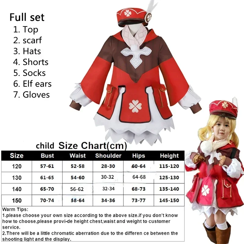 Genshin Impact Cosplay Klee Dress zaino Cosplay Costume Uniform Game Suit Halloween Party Outfit parrucca scarpe per donna bambini