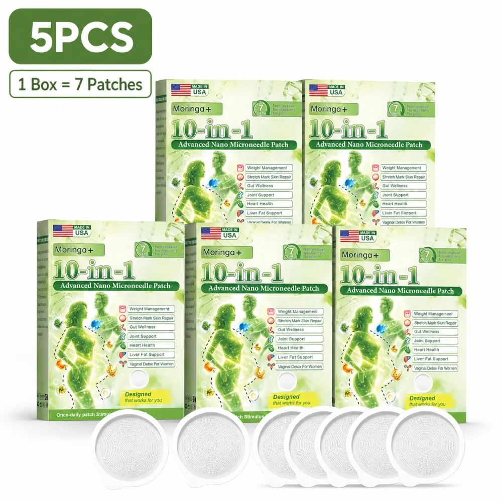 Nano Microneedle Body Patches Moringa 10 in 1 Ultra Thin Invisible Skin Care Stickers for Abdomen Arms Thighs and Back
