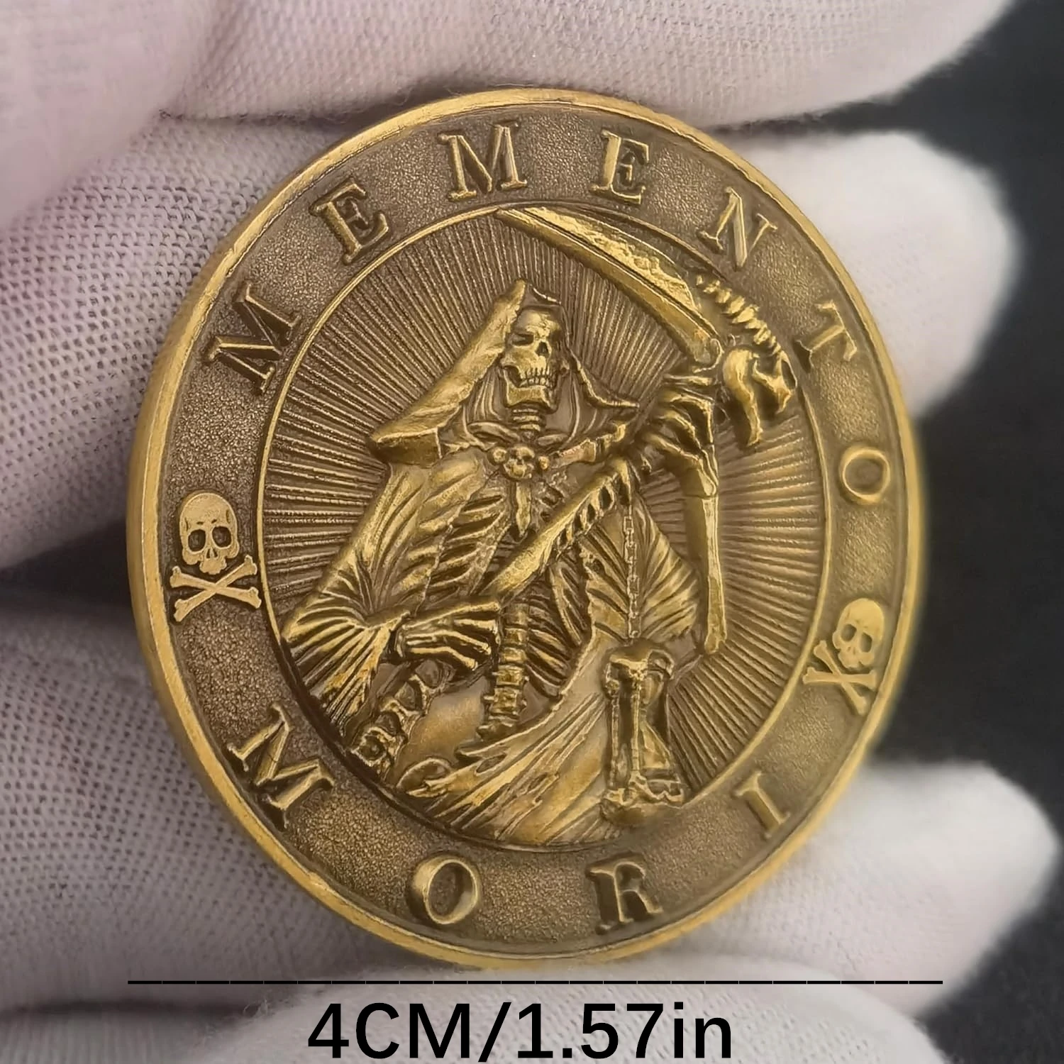 Zinc alloy 1.57-inch collectible commemorative coin Memonto Mori Carpe Diem Coin Stoic reminder token Skull Challenge Coin