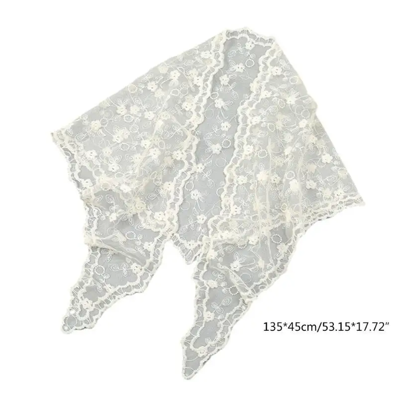 652F Ikat Rambut Syal Bunga Renda Wanita Syal Liburan Musim Panas Bandana Rambut Bunga