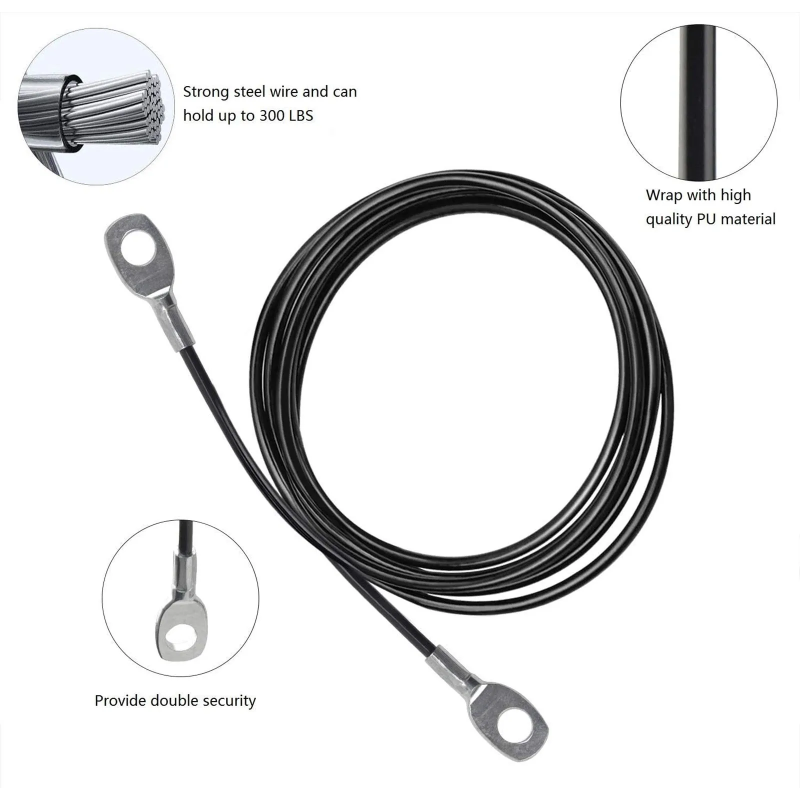 2.5m-6m 5mm Gym Wire Rope - Home Fitness Cable with Port Joint Parts, Custom Length Strength Training Equipment
