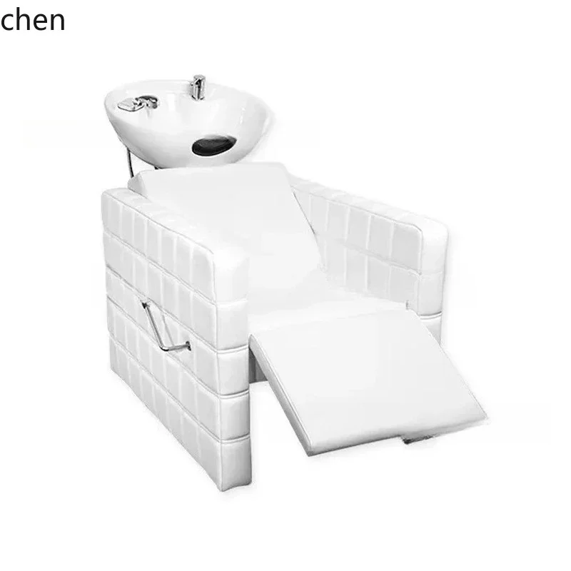 MR-1   Barber Shop Salon Special Semi-Reclining Shampoo Bed Ceramic Basin Shampoo Chair Shampoo Bed