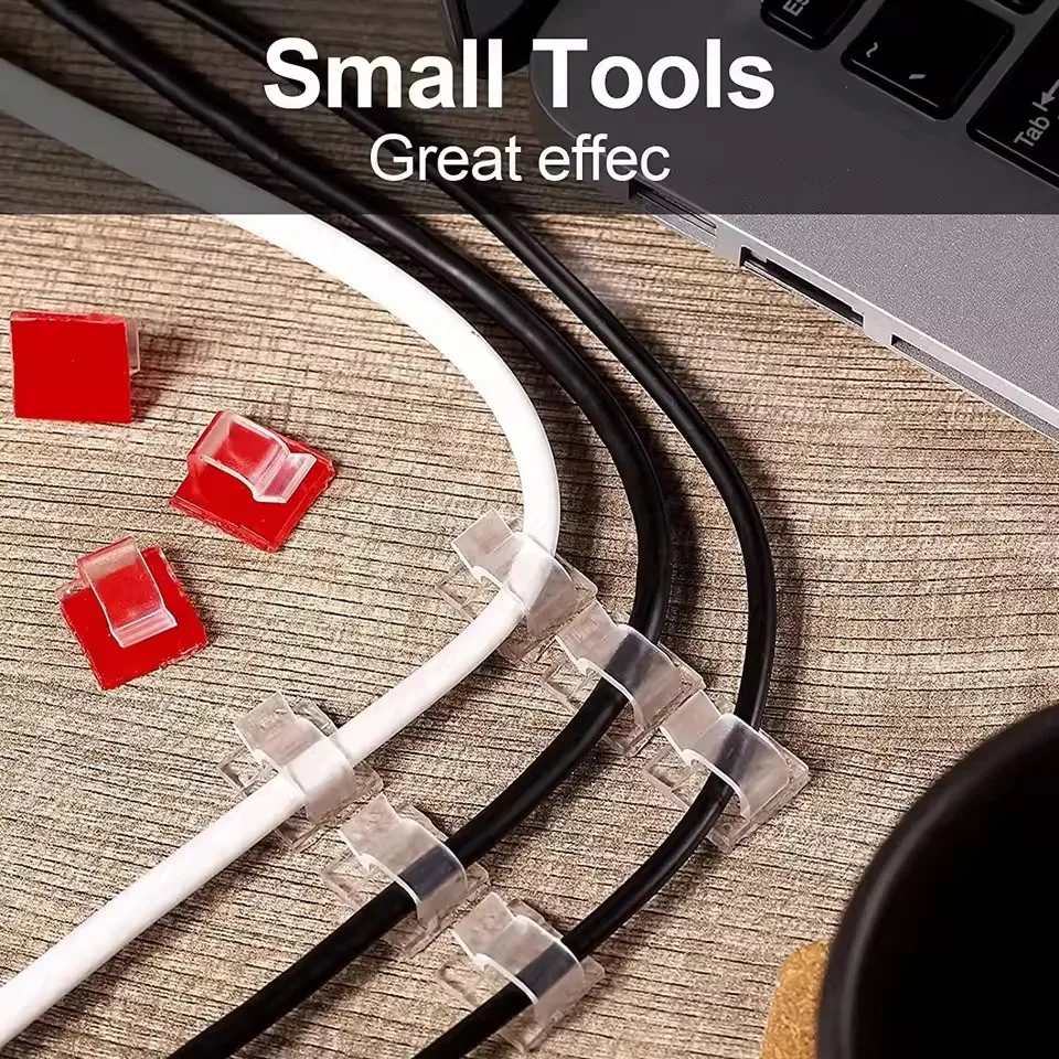 منظم الكابلات مقاطع سلك اللفاف حامل الحبل حامي USB إدارة الكبلات خطاطيف لاصقة مكتب المشبك لسيارة سماعة الماوس