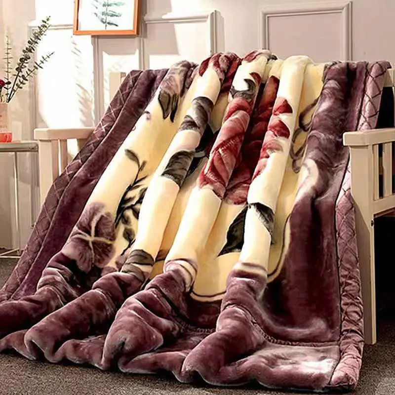 

Winter Raschel Mink Blankets For Beds Double Layers Soft Warm Fluffy Thick Faux Fur Bedding Blankets 2-6Kg
