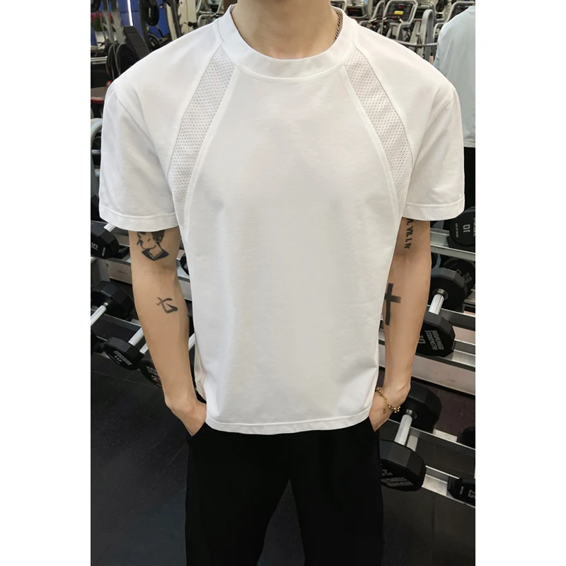 Summer Short Sleeved T-shirt Men Black Casual T-shirt Men Korean Loose Sports T Shirt Mens Top Large