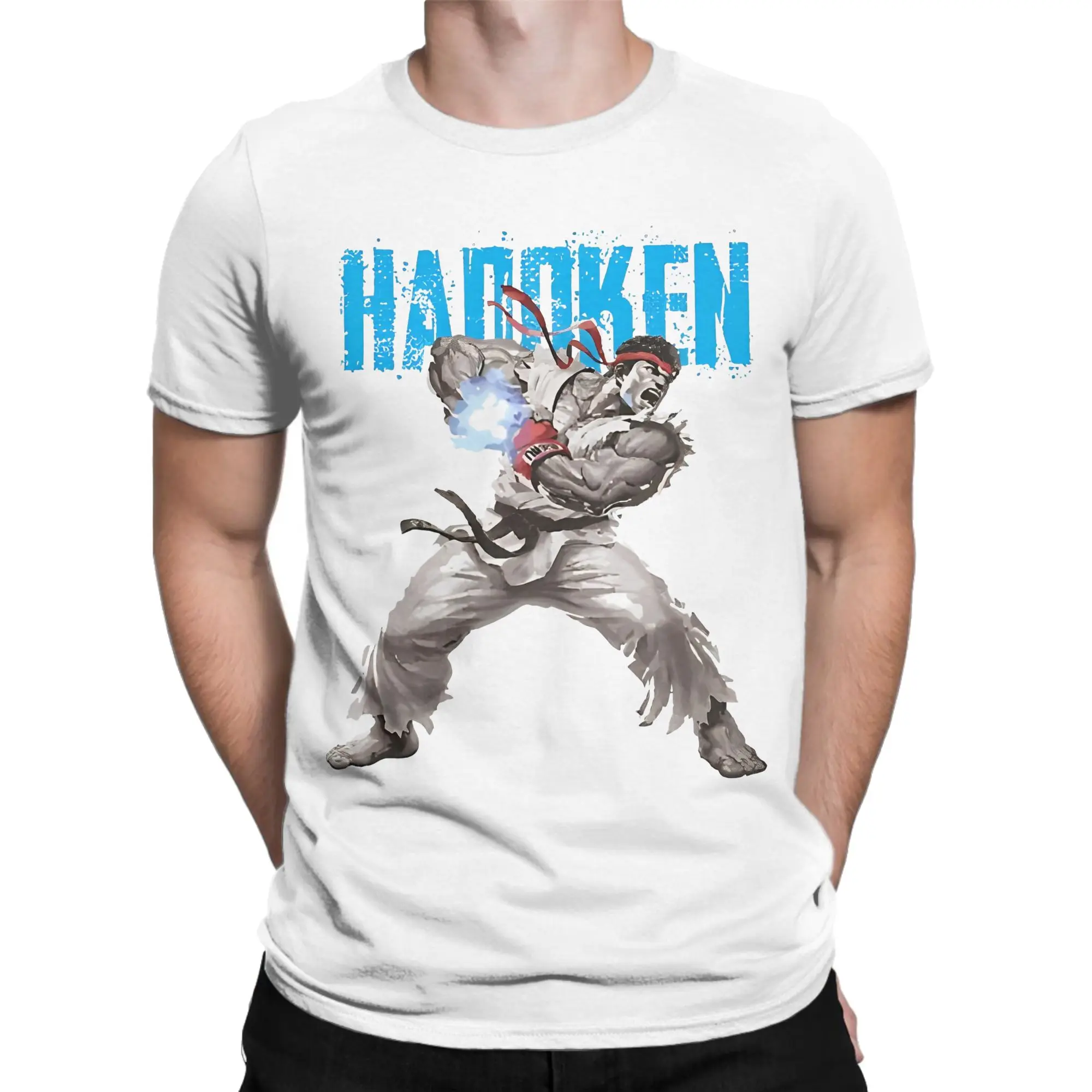 Aesthetic Hadoken  T-Shirt For Men Women Cotton Short Sleeve Streets Fighters Round Neck Summer Clothes