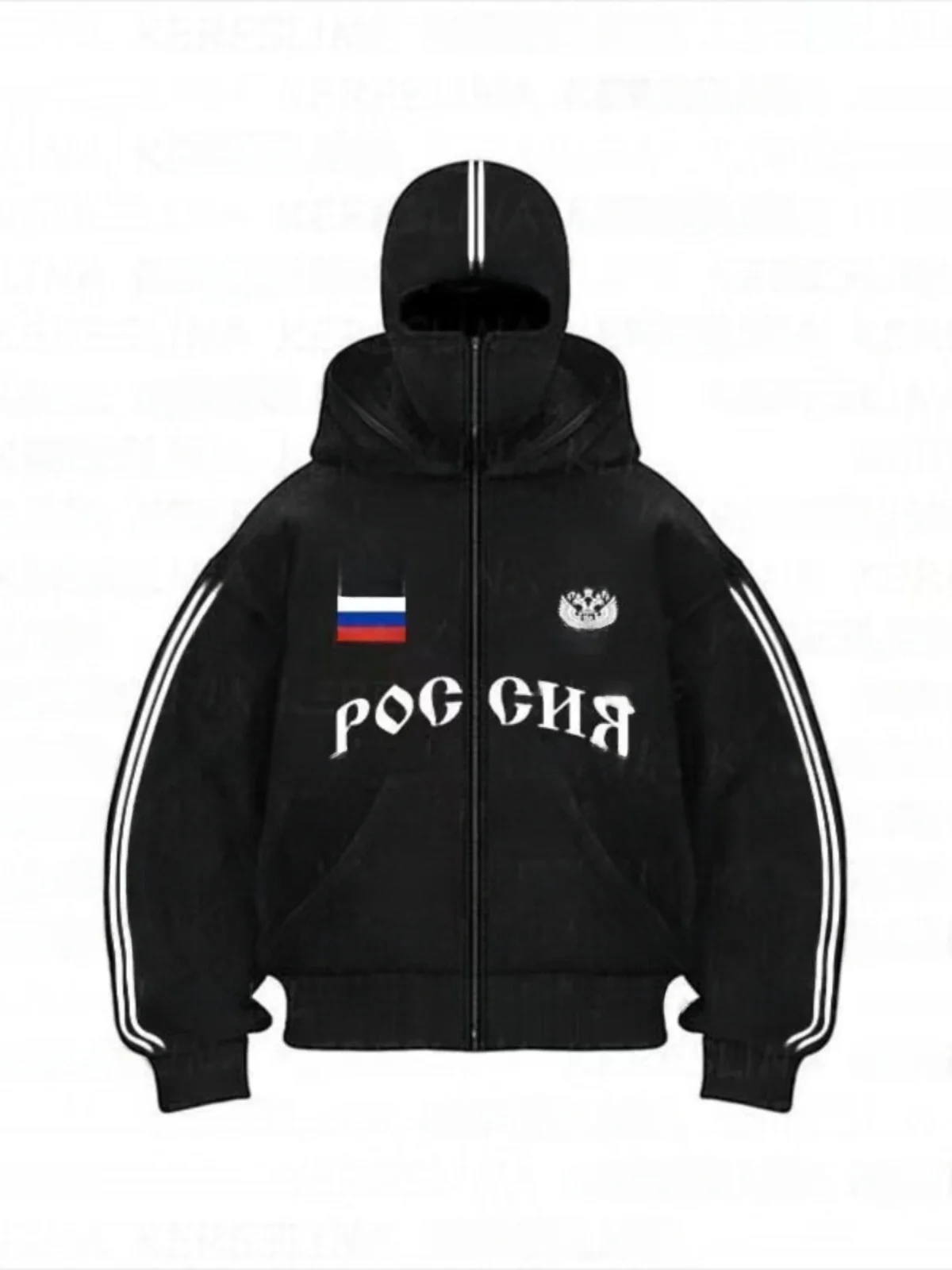 

Russian Sle Y2K Royal Stripe Zipper Hoodie Jaet Double Cap Unique Design Casual Spring Long Sve Sweatirt for Teens