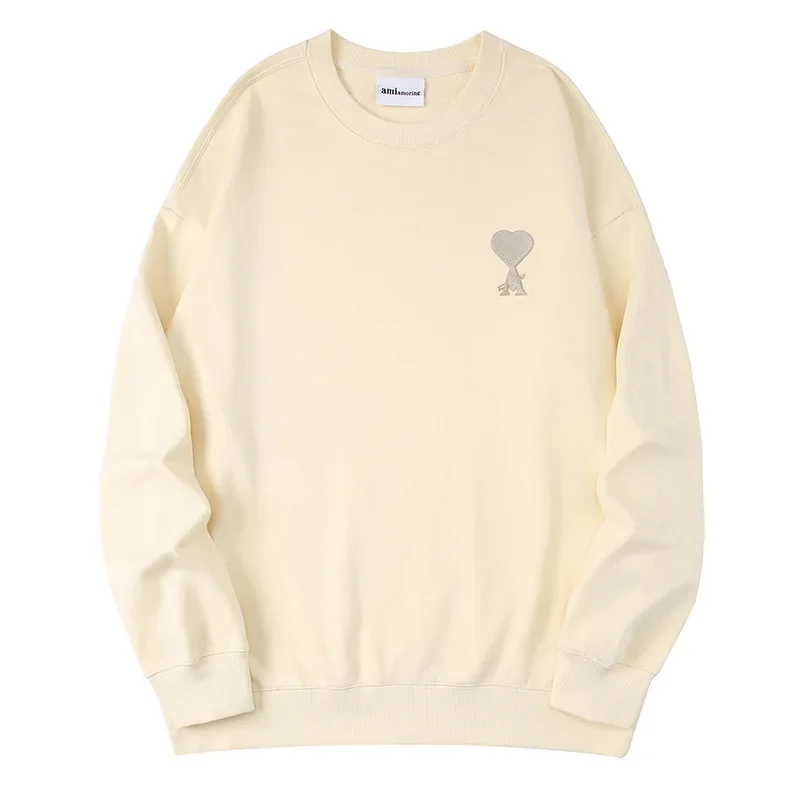 New models AMI A Love Arrow Pullover Couple Sweater Autumn Loose Heavy Duty Round Neck Large Label Embroidery Menswear Trend