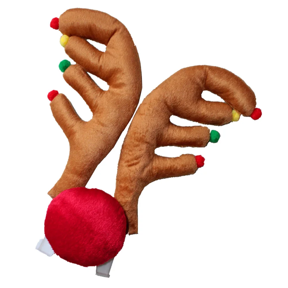 

Car Reindeer Antlers Set Funny Christmas Car Decorations Xmas Accessories Cute Window Antlers Red Nose Festive Decor