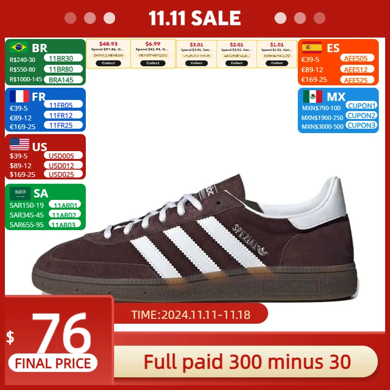 Adidas Original Men's and Women's shoes Shamrock HANDBALL SPEZIAL LOW Casual Shoes Fashionable and Breathable Shoes