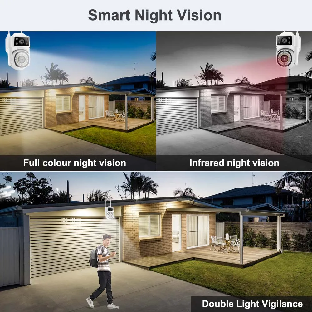 4k Wifi Camera 8mp Ip Camera Dual Lens Dual Screen Security Ai Tracking Ptz Cctv External Surveillance Outdoor