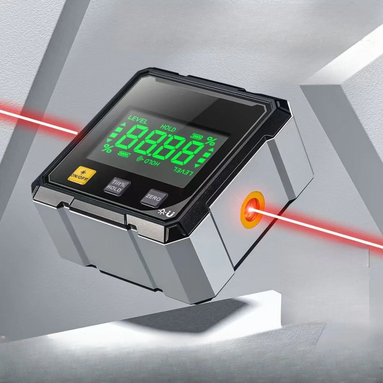Electronic Angle Gauge 4-sided Magnet with Dual Laser Digital Laser Instrument with Level Measuring Horizontal Angle Inclination