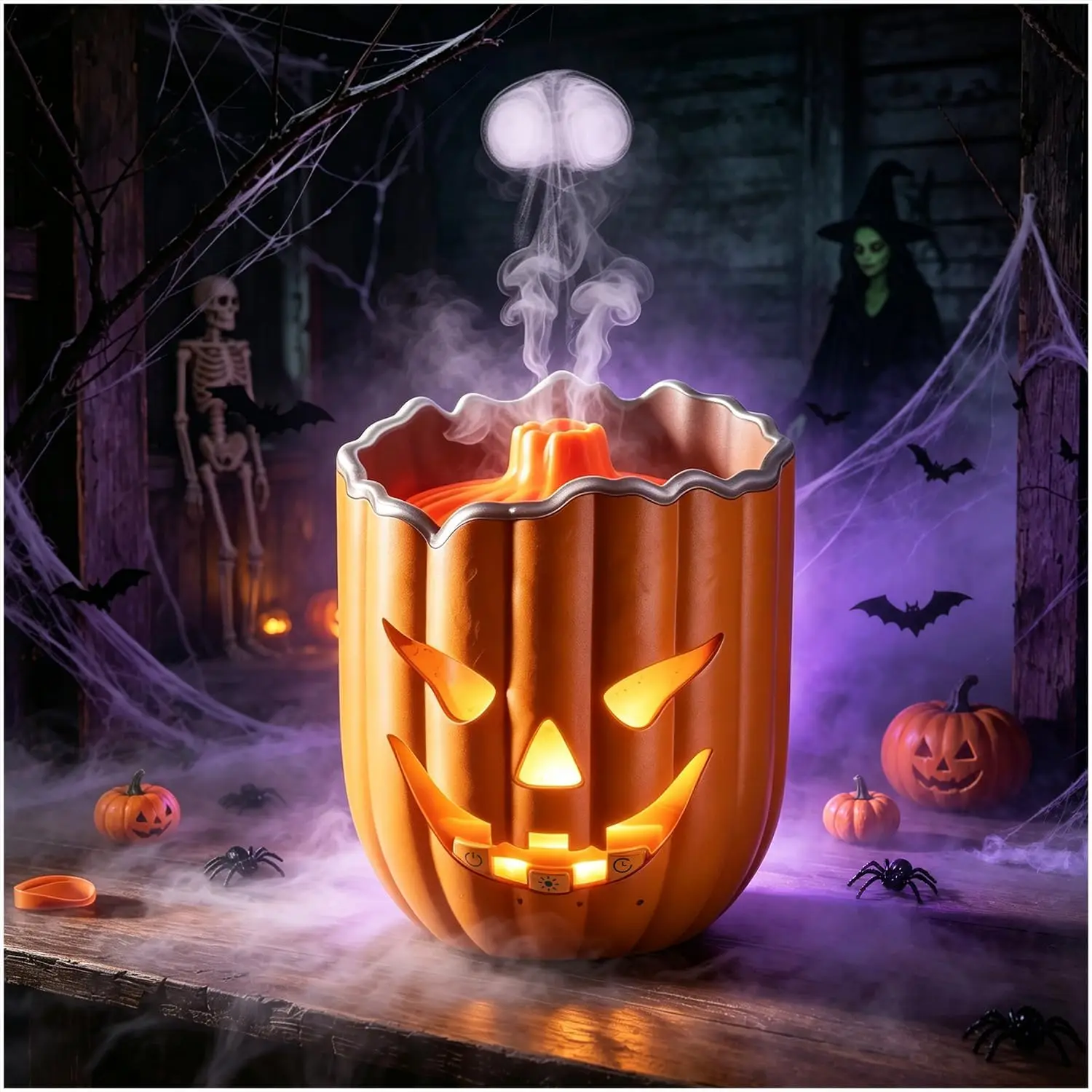 Cute Essential Pumpkin Jellyfish Humidifier 300ml Two Spray Modes, 7 Colors Light Waterless Auto Off with Remote Control