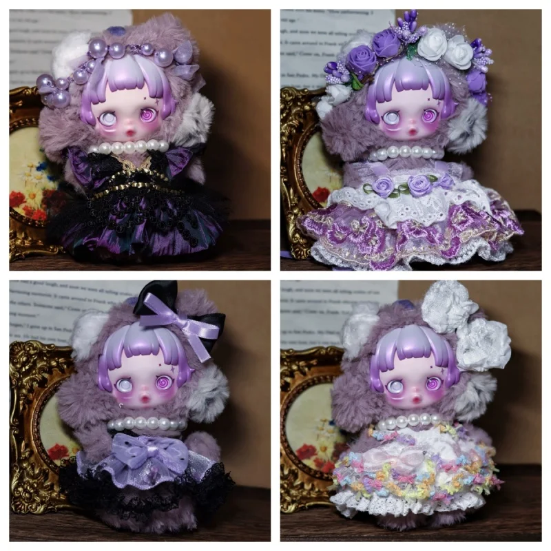 

Горячая мини-кукольная одежда 10 см для Skullpanda V3 You Found Me Series Ratty Bear, фиолетовое платье, сменный наряд для куклы, аксессуары