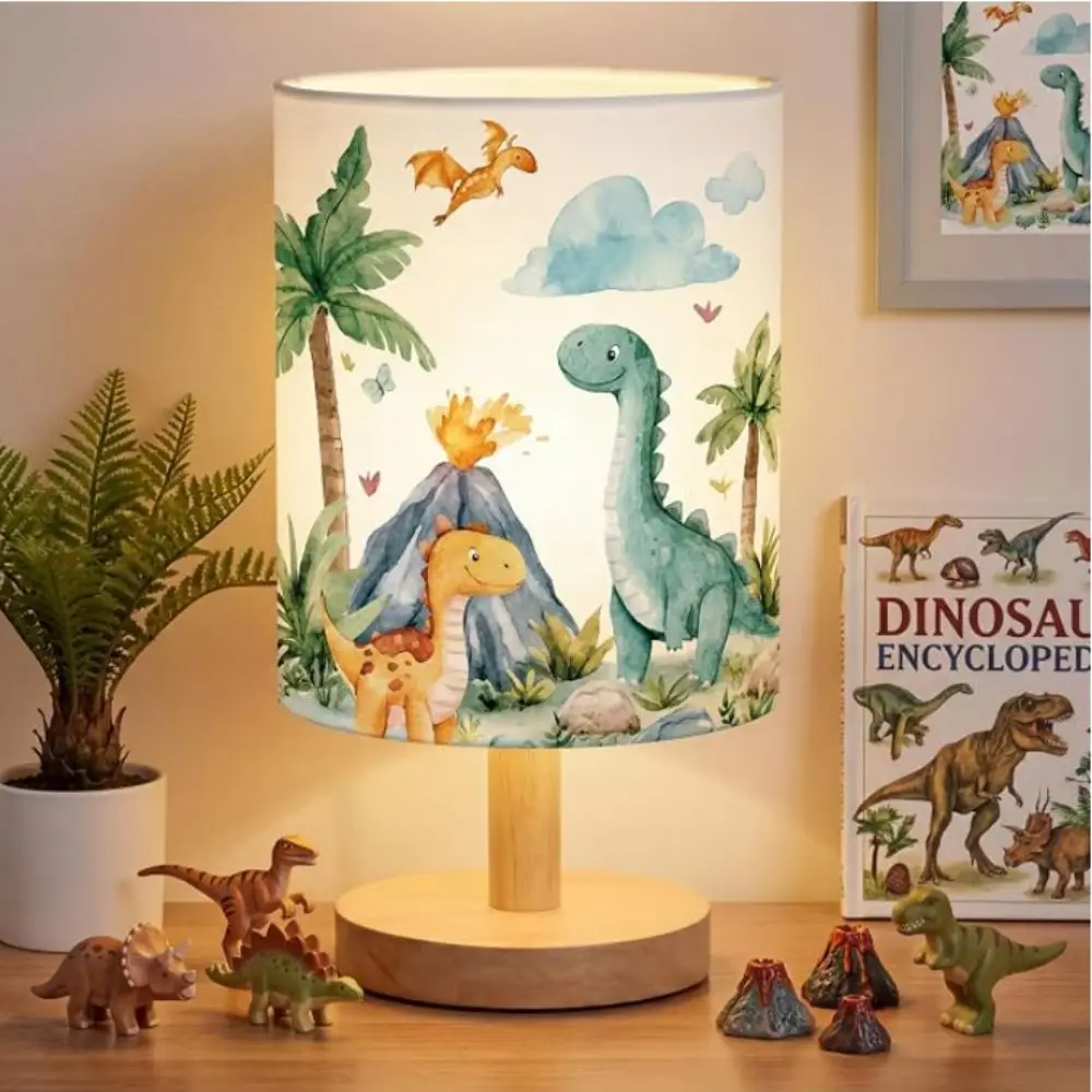 Kids Lamp Linen Shade Fabric Table Lamp Fabric Eye Protection Bedside Night Light Tricolor Light Soft Warm Night Light Kids