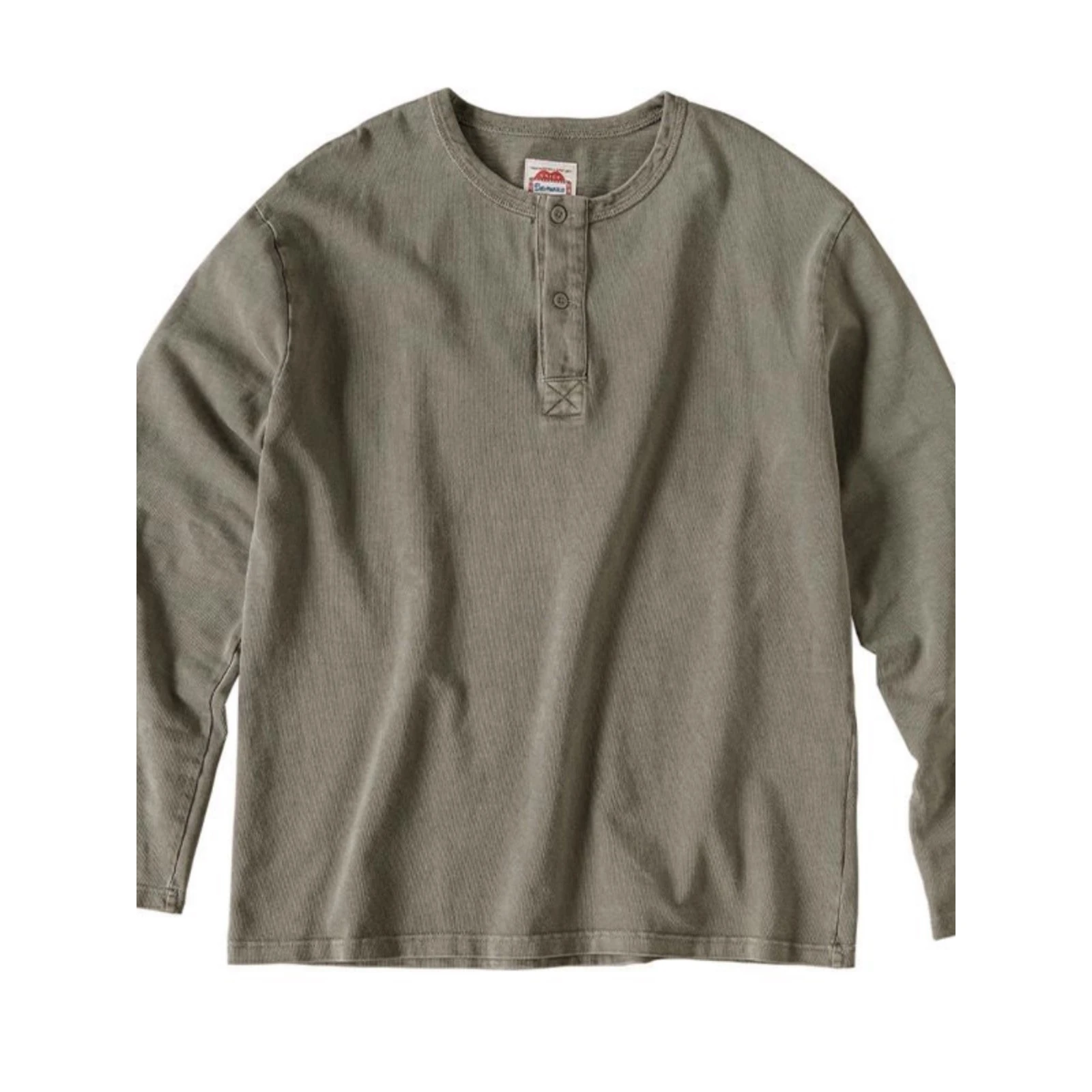 قميص هنري أمريكي كبير الحجم بوزن 300 رطل بأكمام طويلة وياقة فضفاضة للرجال، طبقة أساسية متعددة الاستخدامات للخريف #4