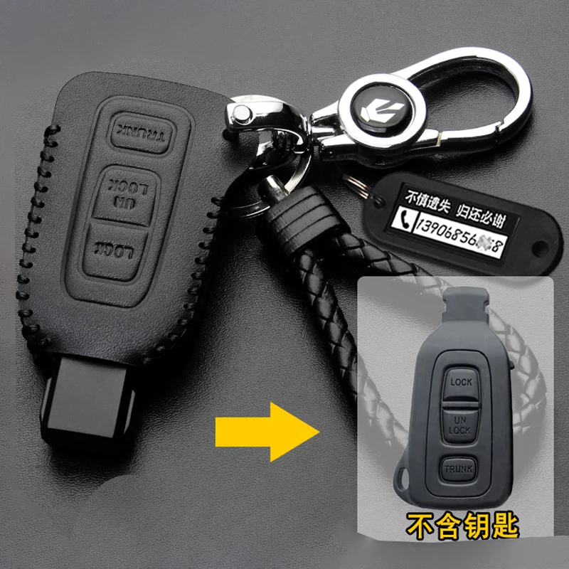 Vera pelle per Lexus LS430 2002 2003 2004 2005 2006 Remote Old Type Car Key Case Cover Fob Chain Holder portachiavi Housing