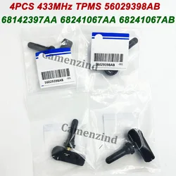 4Pcs 56029398AB TPMS 433MHz Tire Pressure Monitor Sensor For Dodge RAM Charger Durango Journey Fiat 500 68142397AA 68241067AB