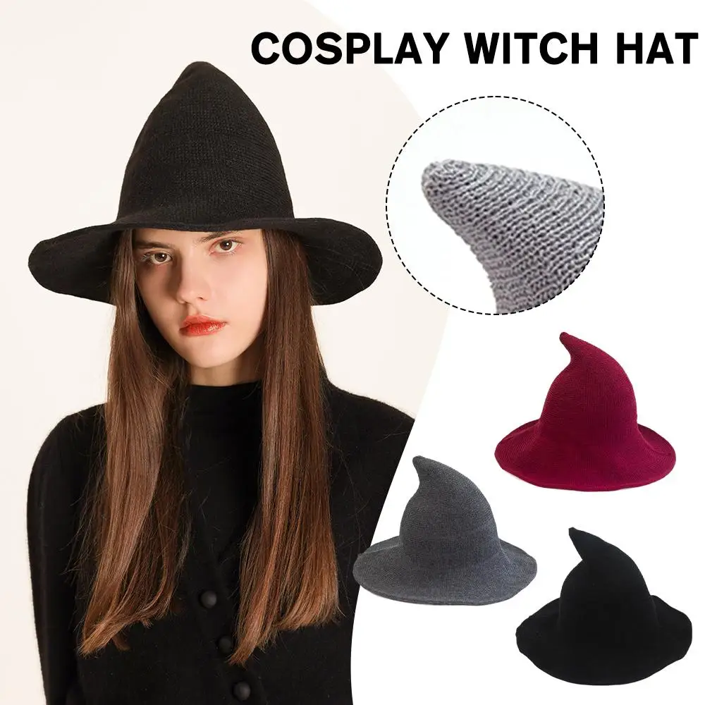 

Modern Cosplay Witch Hat Woolen Women Lady Made From Festival Sheep Halloween Party Fashionable Hat Wool Party 2023 New Hat R5T1