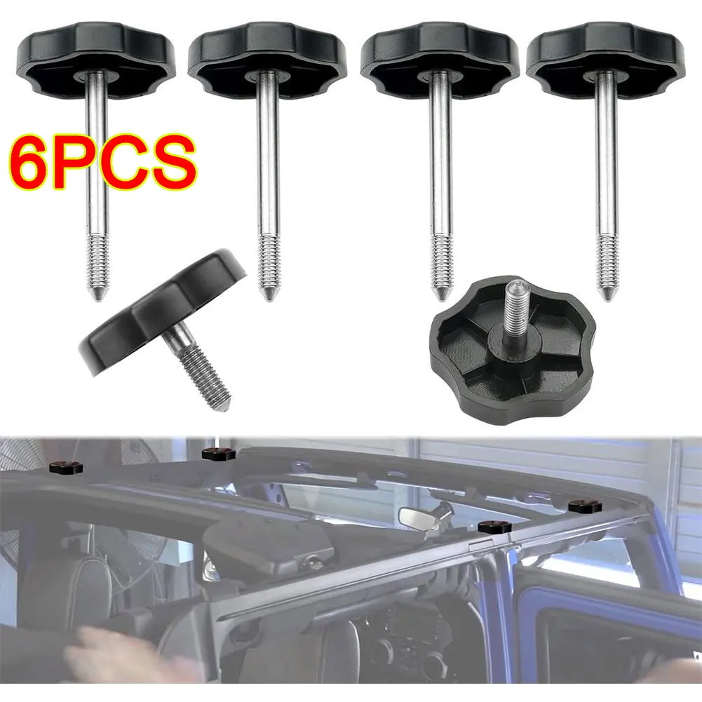 

6Pcs Soft Top Window Frame Door Surround Knob Pin Screw Long/short Bolt Set with Pin Compatible for 2007-2018 Jeep Wrangler JK 4