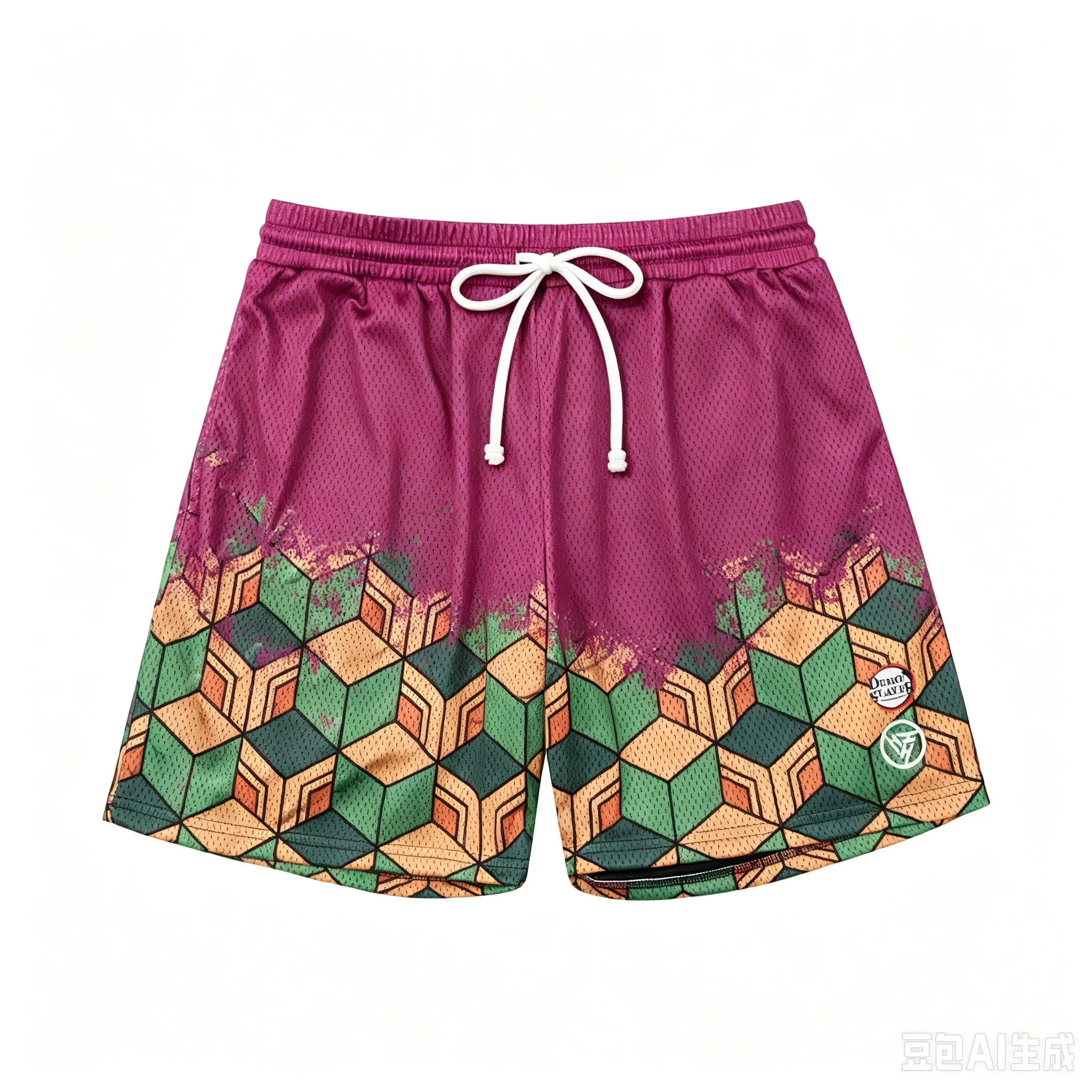 Men's Anime Demon Slayer Character Inspired Mesh Shorts Breathable Athletic Gym Shorts with Drawstring for Casual Sports Wear
