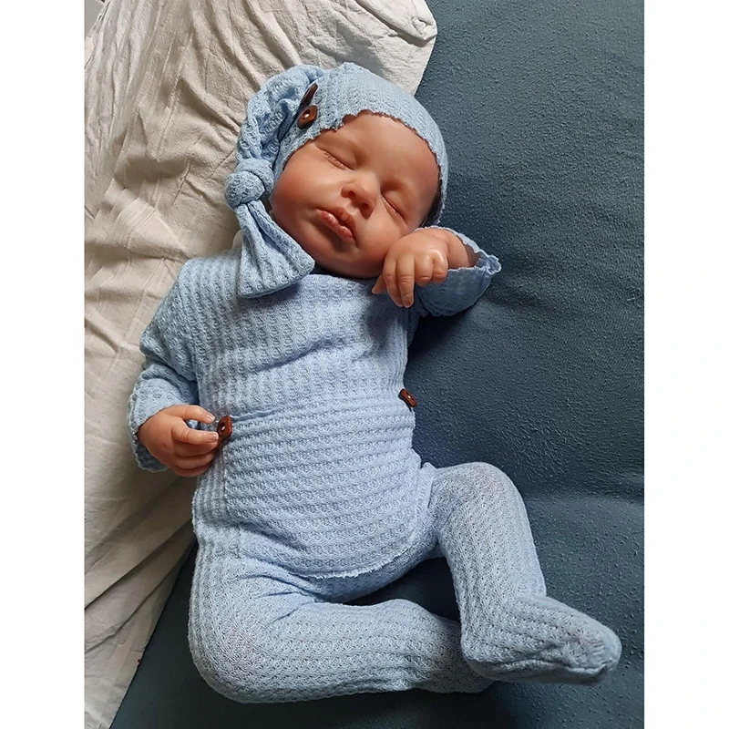 SANDIE 49cm Newborn Baby Doll Reborn Loulou Miękkie, przytulne ciało Realistyczna skóra 3D z widocznymi żyłami Wysokiej jakości ręcznie robiona lalka