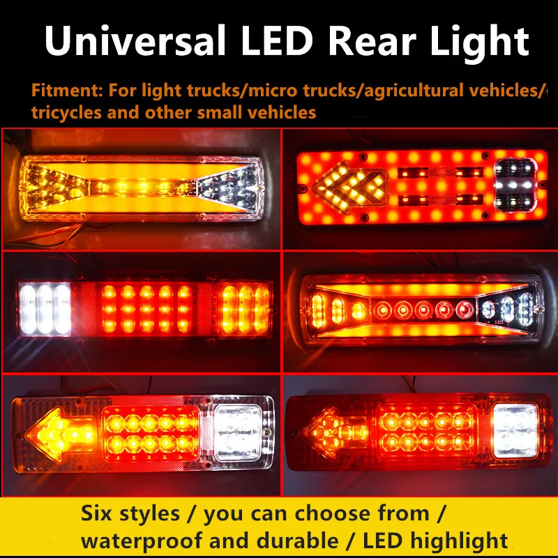 2Pcs 12V/24V Dynamic LED Car Truck Tail Light Turn Signal Rear Brake ight Reverse Signal Lamp For Trailer Lorry Bus Campers