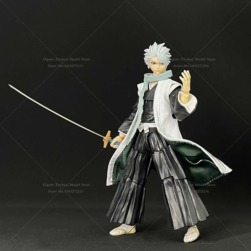 1/12 SHF Japanese Anime Figurine Hitsugaya Toushirou Boy Scarf Sleeveless White Windbreaker Coat Accessory For 6