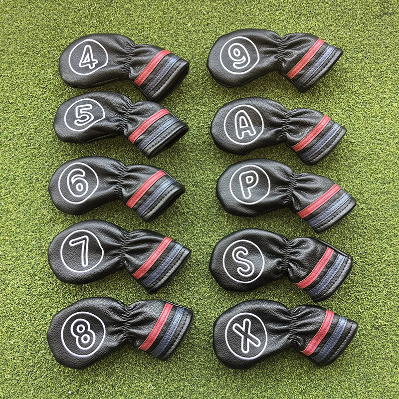 Golf Iron Cover Cover Irons Club PU Soft Leather 4-9 ASPX 10pcs Golf fan supplies