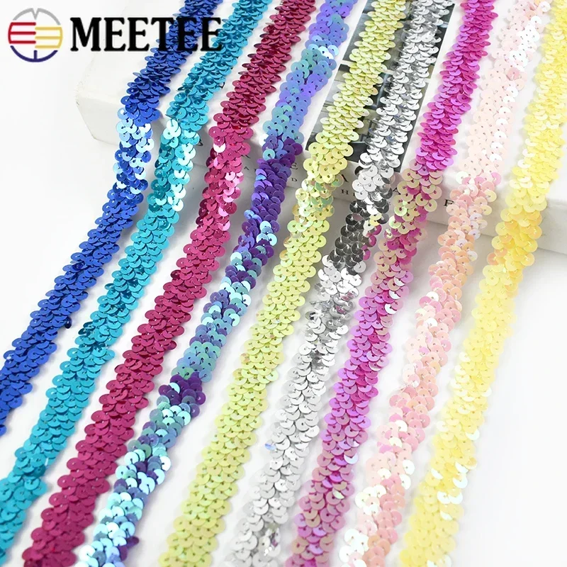 3/5/10/20Y 20mm Sequins Lace Trim Ribbon Stage Performance Party Cosplay Wedding Clothes Fabric for Sewing Accessories