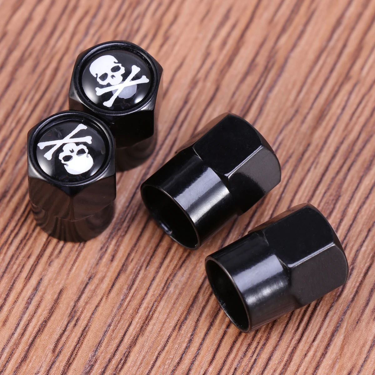

4pcs Skull Pattern Car Tire Valve Stem Caps Waterproof Aluminum Alloy Auto Tyre Cap For Trucks Pickups Bikes Easy Install