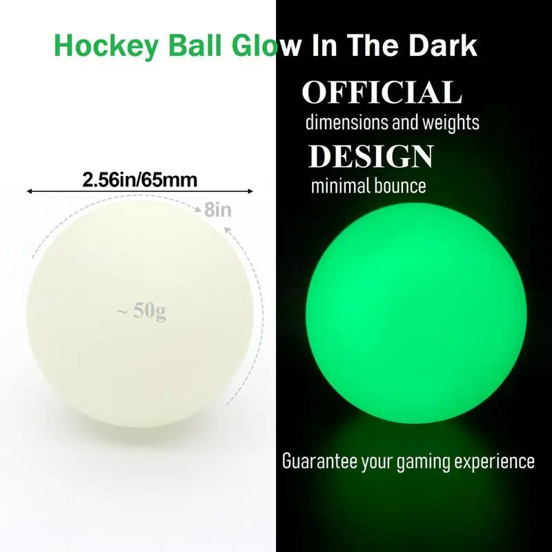 Glow In The Dark Hockey Ball 2Pcs Light Up Green Sports Dodgeballs Glowing Balls Party Supplies For Indoor Outdoor Road Roller