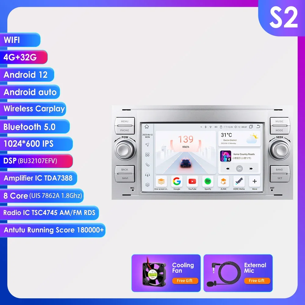 Android Autoradio Voor Ford Focus 2007 Mondeo S-Max C Max Kuga Galaxy Fiesta Transit Fusion Connect Autoradio Multimedia Carplay