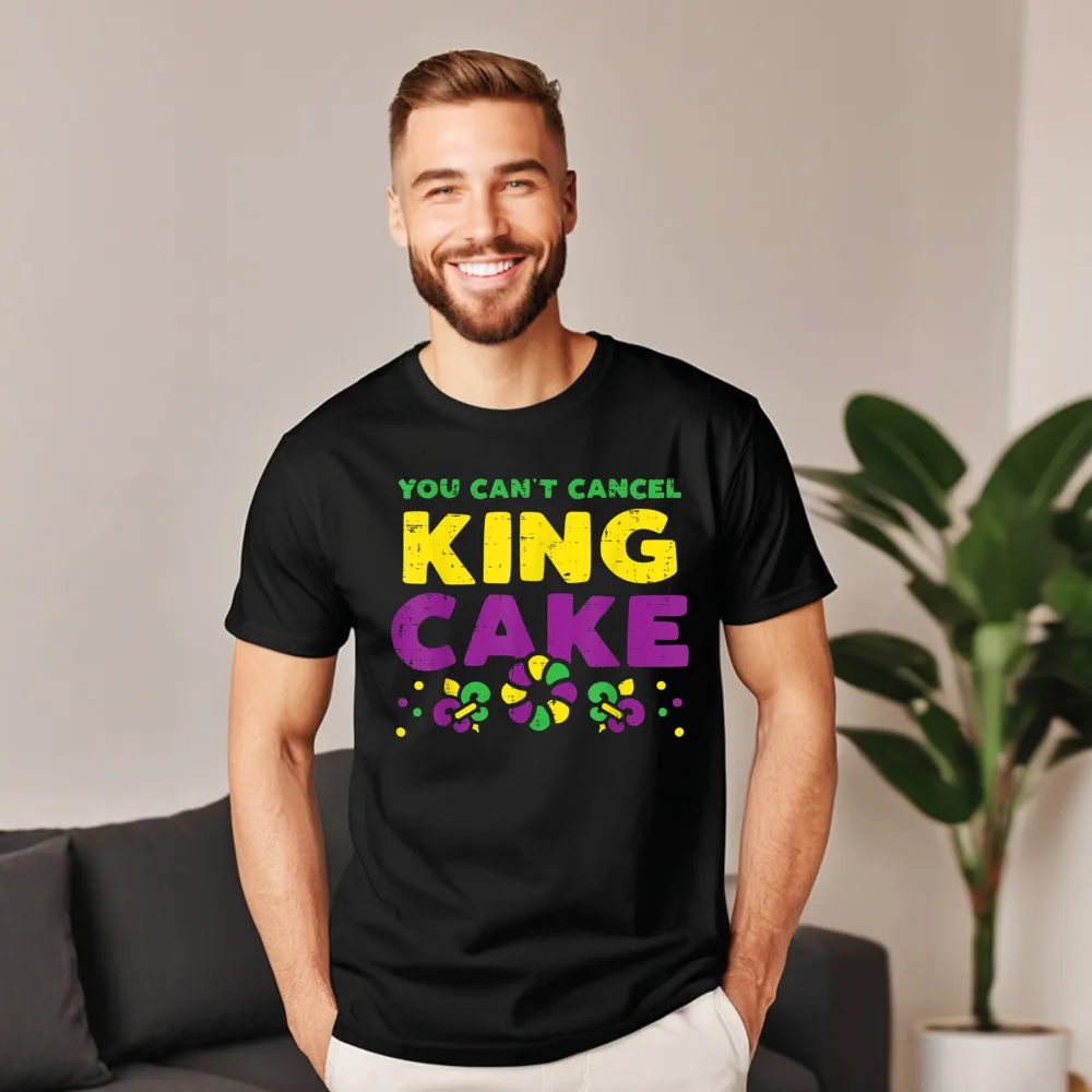 Geek Cant Cancel King Cake Funny Graphic Short Sleeve Thanksgiving Day Tees Loose O Neck 100% Cotton Tops Tees Adult Tshirts