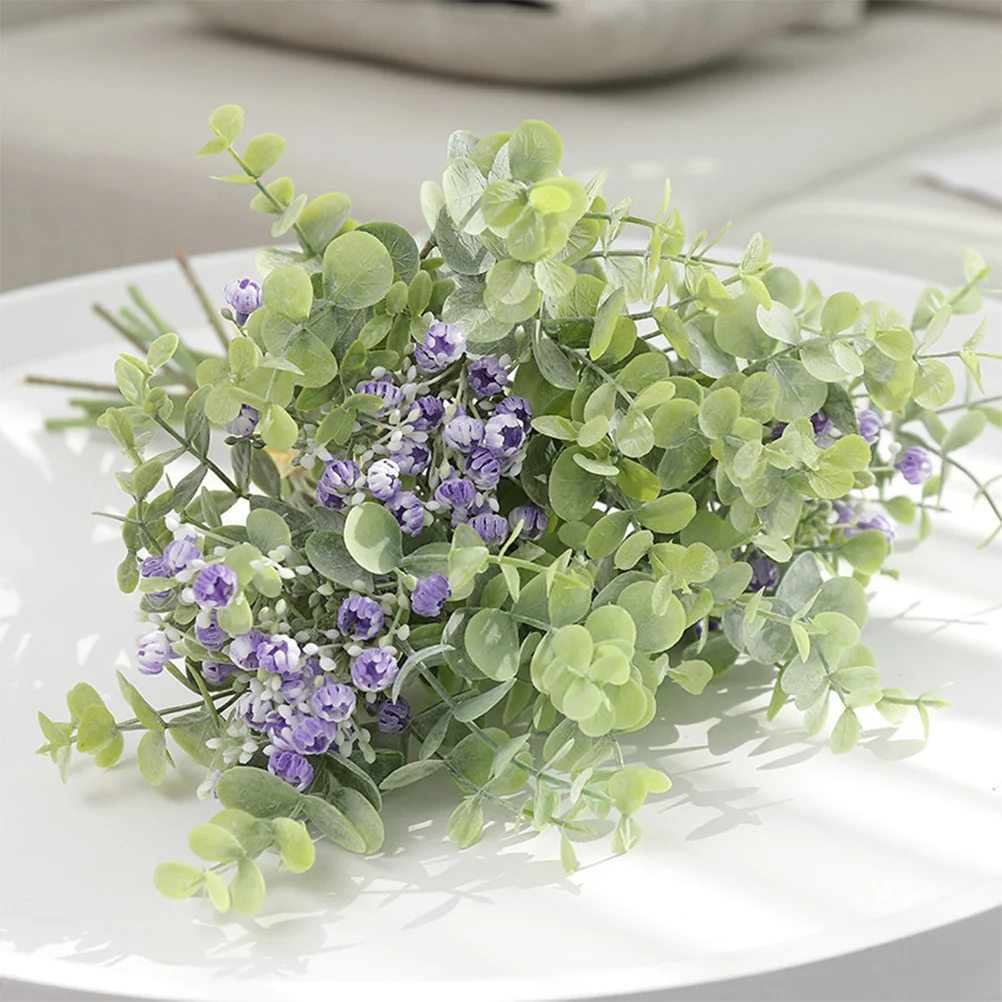 

1Pcs Realistic Pe Plastic Fake Flower Bouquet with Eucalyptus and Babysbreath Design for Indoor Decoration Wedding Event Use