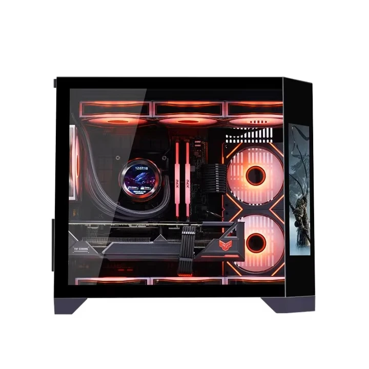 Aanpasbaar nieuw ontwerp Mid-tower MATX Gamer PC-behuizing met USB3.0 en gehard glas Nieuwe LCD-scherm Computerbehuizing