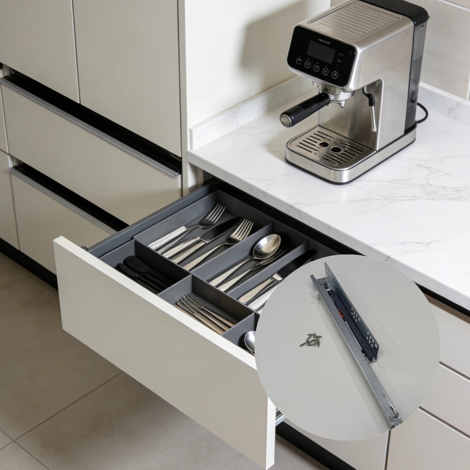 1pc Hidden Drawer Slides Side Mount 14 Inch Left Side Installation  for Office Study Room