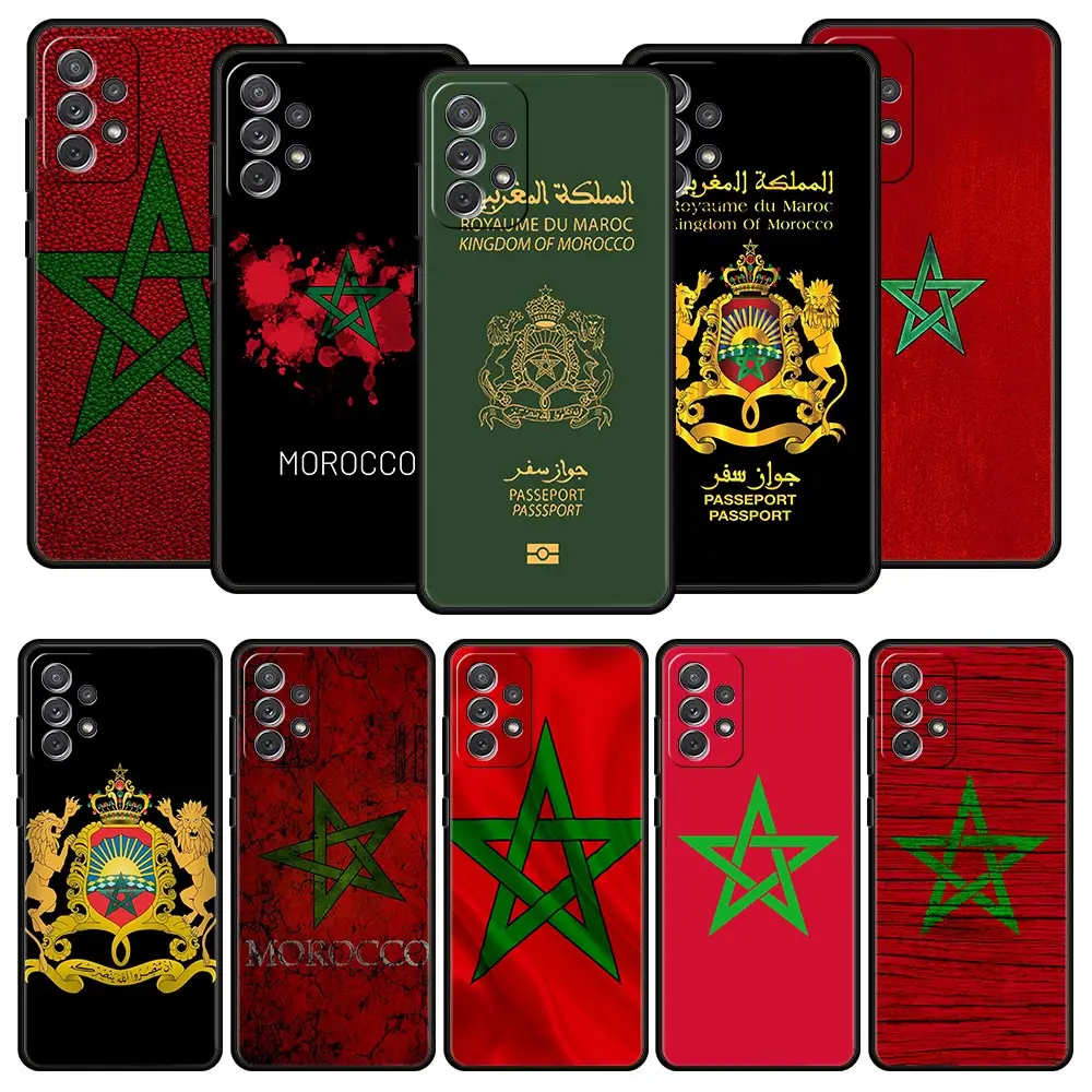 Morocco Flag Passport Phone Case for Samsung Galaxy A51 A71 A21S A12 A11 A31 A52 A41 A32 A01 A23 A33 A53 A73 A03S A13 5G Cover