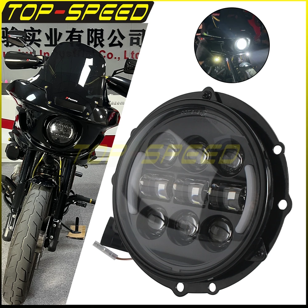 

For Harley Softail M8 Low Rider ST FXLRST EI Diablo FXRST Motorcycle 5.75"5-3/4" LED Headlight W/ Headlamp Bracket Turn Signals