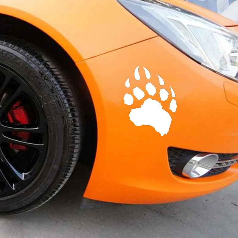 14*18cm bear paw funny car sticker vinyl decal white/black for auto car stickers styling on bumper window choose size