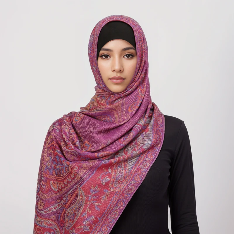 Châle Pashmina en Cachemire pour Femme, Marque de Luxe, Foulards Ronds et Chauds, Design Imprimé, Foulard Hijab, Étoles, Automne et Hiver 2024