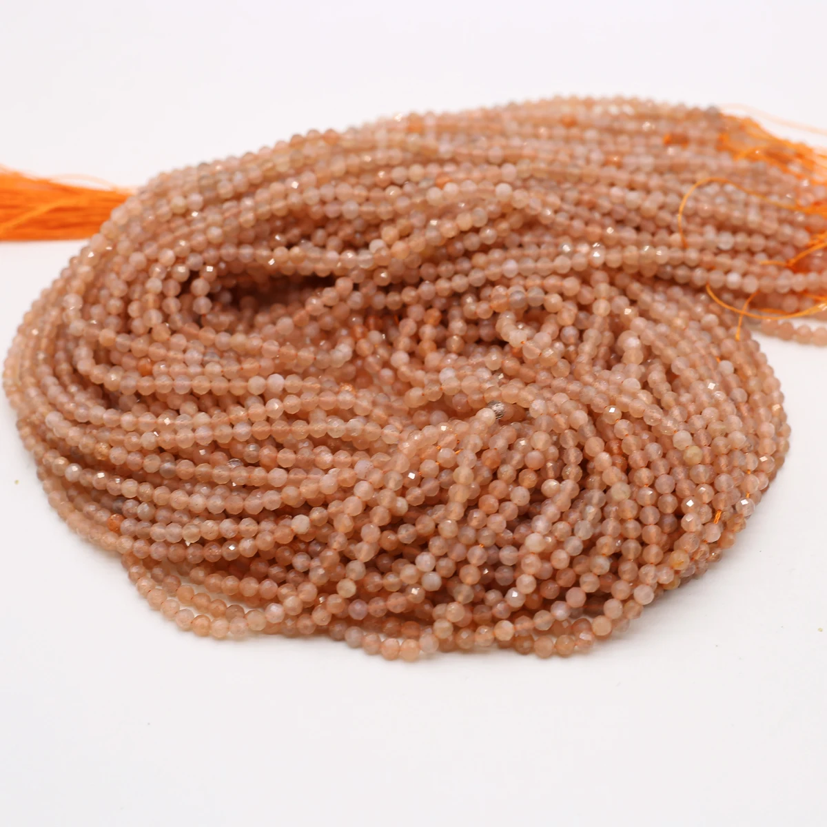 2/3/4mm Natural Stone Sunstone Quartz Loose Beads Round Faceted Spacer Beads for Jewelry Making DIY Necklace Bracelet Accessory