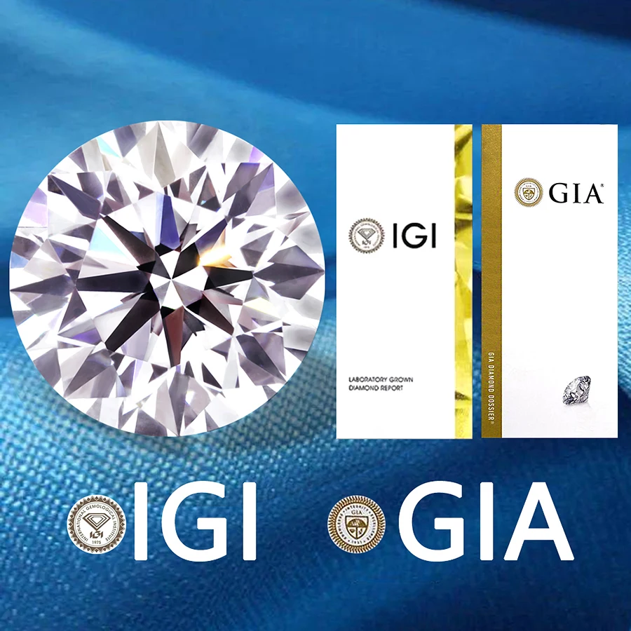 AEAW Round Cut Lab Grown Diamonds, diamante solto, cor DEF, CVD HPHT, certificado IGI GIA, 0.5ct, 1ct, 2ct